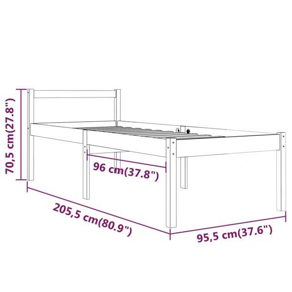 Grote foto vidaxl cadre de lit marron miel bois de pin massif 90x200 cm huis en inrichting bedden