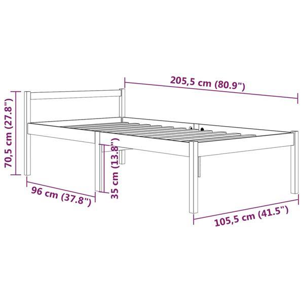 Grote foto vidaxl cadre de lit bois de pin massif 100x200 cm huis en inrichting bedden