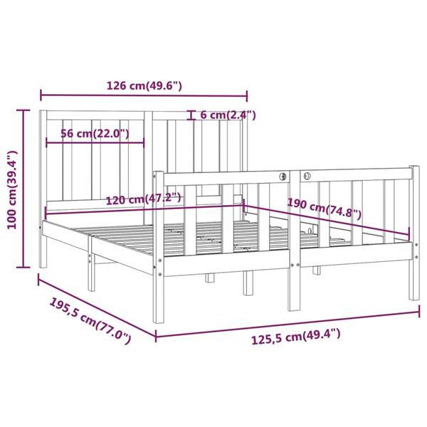 Grote foto vidaxl cadre de lit marron miel bois massif 120x190 cm petit huis en inrichting bedden