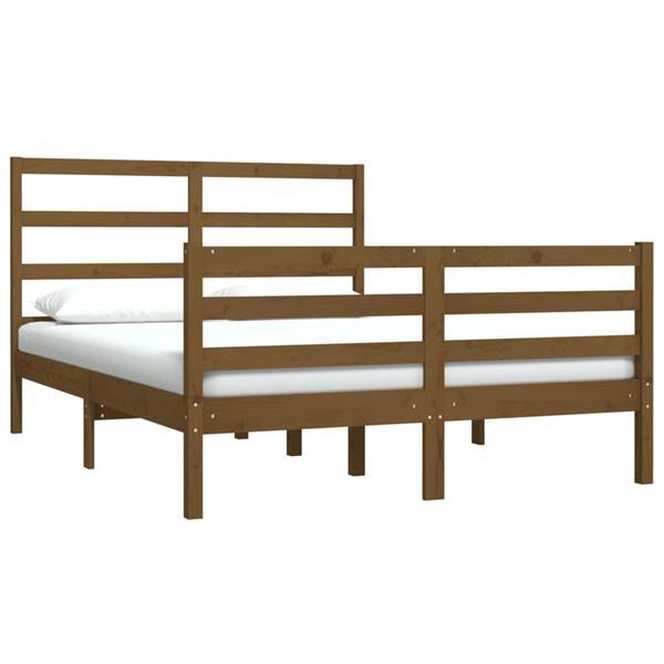 Grote foto vidaxl cadre de lit marron miel bois pin massif 120x190cm pe huis en inrichting bedden