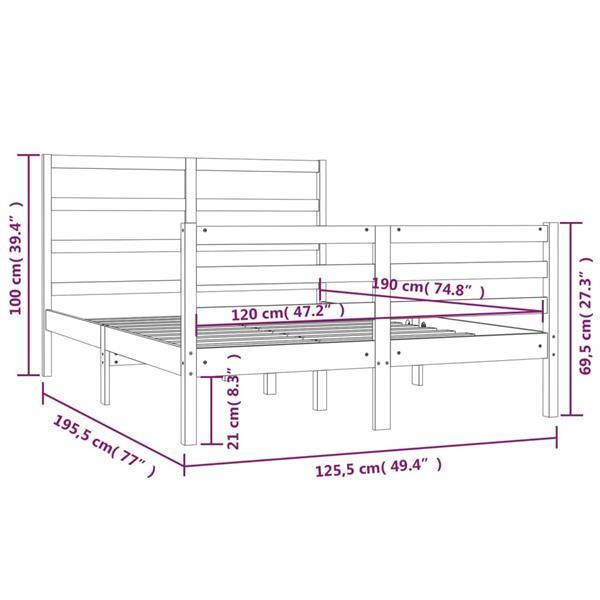 Grote foto vidaxl cadre de lit marron miel bois pin massif 120x190cm pe huis en inrichting bedden