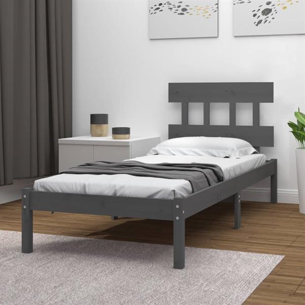 Grote foto vidaxl cadre de lit gris bois massif 75x190 cm petit simple huis en inrichting bedden