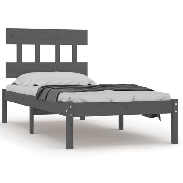 Grote foto vidaxl cadre de lit gris bois massif 75x190 cm petit simple huis en inrichting bedden