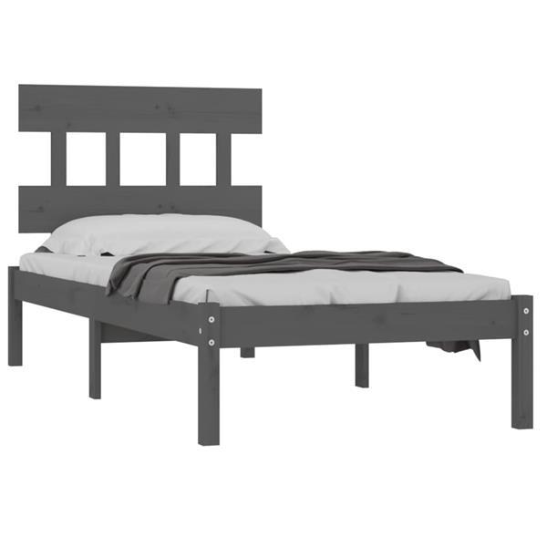 Grote foto vidaxl cadre de lit gris bois massif 75x190 cm petit simple huis en inrichting bedden