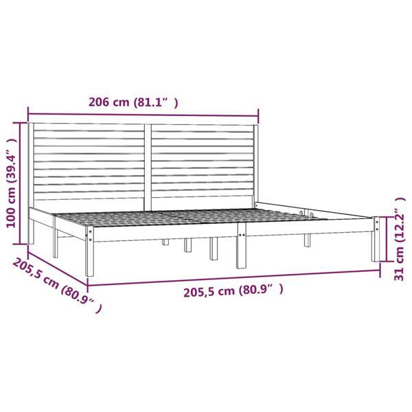 Grote foto vidaxl cadre de lit marron miel bois massif 200x200 cm huis en inrichting bedden