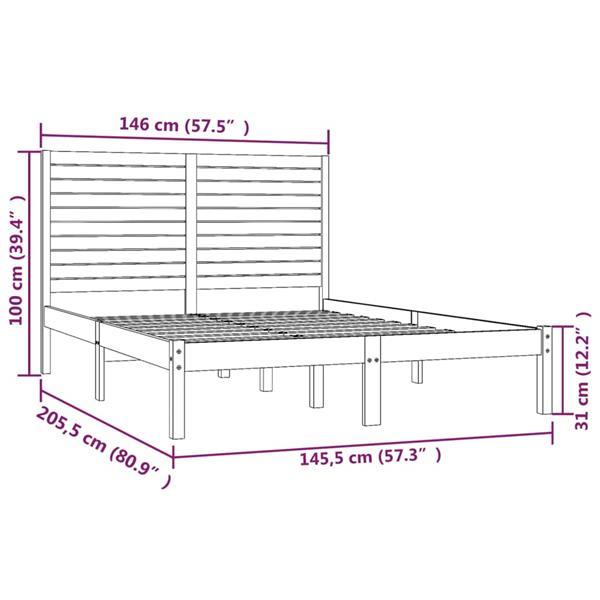 Grote foto vidaxl cadre de lit marron miel bois massif 140x200 cm huis en inrichting bedden