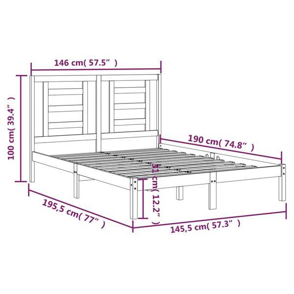 Grote foto vidaxl cadre de lit marron miel bois de pin massif 140x190 c huis en inrichting bedden