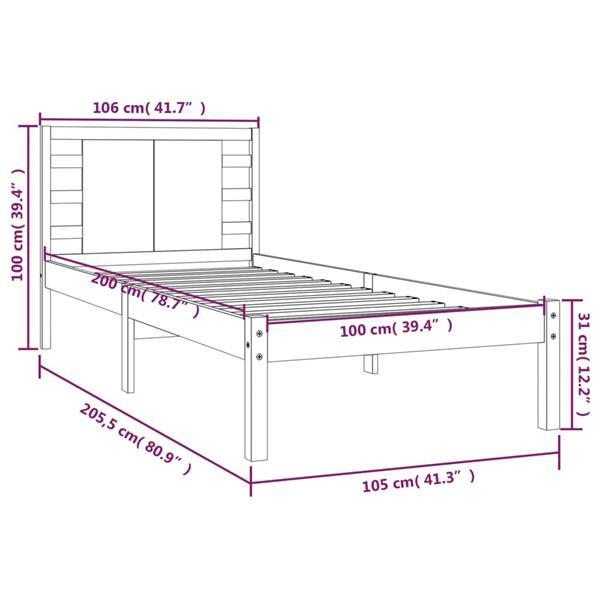 Grote foto vidaxl cadre de lit blanc bois de pin massif 100x200 cm huis en inrichting bedden