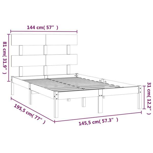 Grote foto vidaxl cadre de lit marron miel bois massif 140x190 cm huis en inrichting bedden