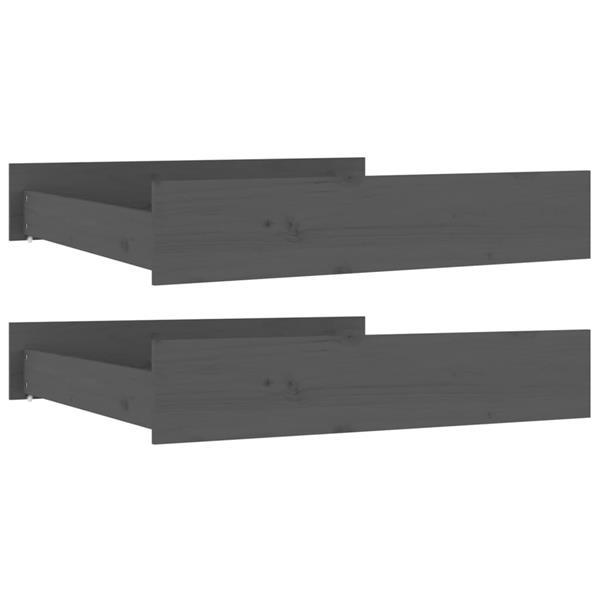 Grote foto vidaxl tiroirs de lit 2 pcs gris bois de pin massif huis en inrichting bedden