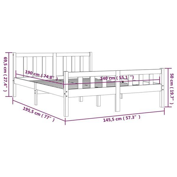 Grote foto vidaxl cadre de lit marron miel bois massif 140x190 cm huis en inrichting bedden