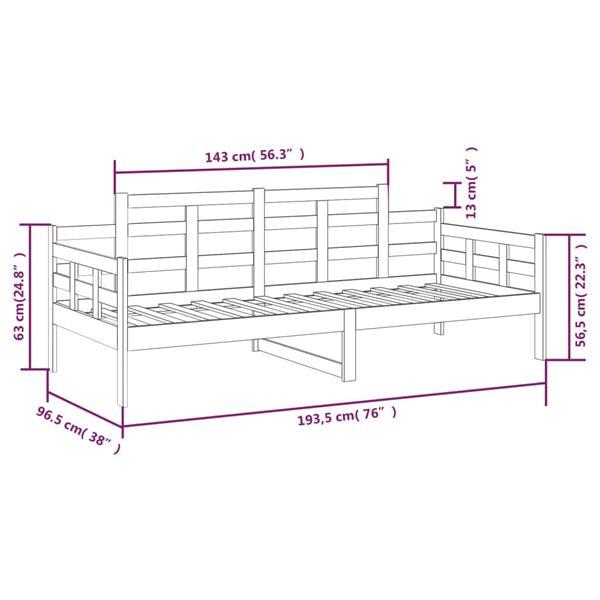 Grote foto vidaxl lit de jour gris bois massif de pin 90x190 cm huis en inrichting bedden