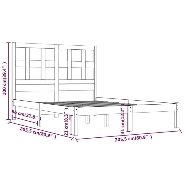 Grote foto vidaxl cadre de lit bois de pin massif 200x200 cm huis en inrichting bedden