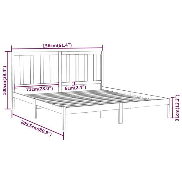 Grote foto vidaxl cadre de lit gris bois massif 150x200 cm tr s grand huis en inrichting bedden