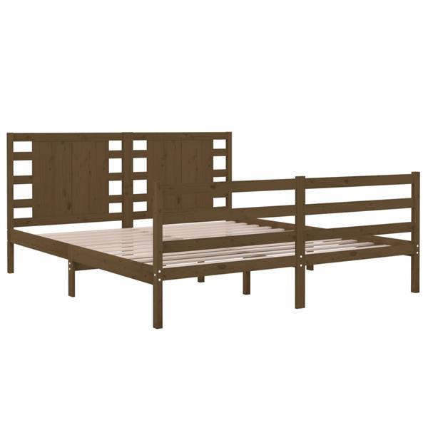 Grote foto vidaxl cadre de lit marron miel bois de pin massif 135x190 c huis en inrichting bedden