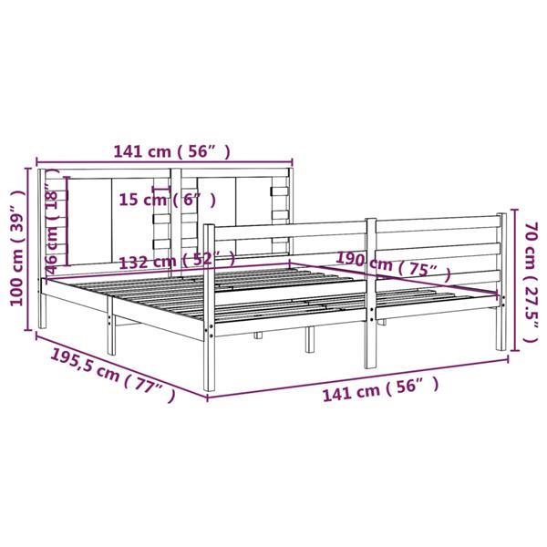 Grote foto vidaxl cadre de lit marron miel bois de pin massif 135x190 c huis en inrichting bedden