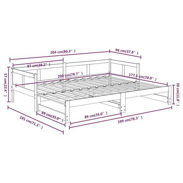 Grote foto vidaxl lit coulissant noir bois de pin solide 2x 90x200 cm huis en inrichting bedden