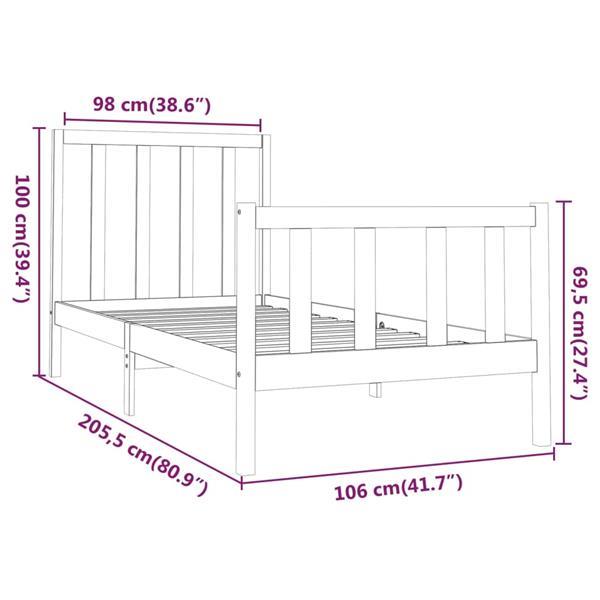 Grote foto vidaxl cadre de lit bois de pin massif 100x200 cm huis en inrichting bedden