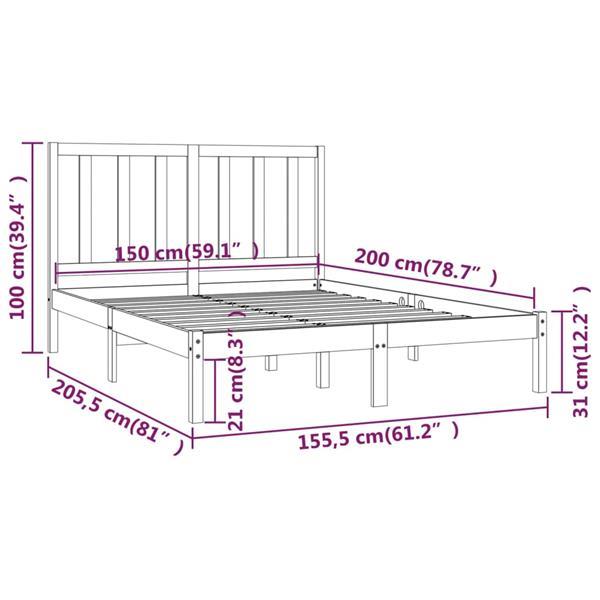 Grote foto vidaxl cadre de lit bois de pin massif 150x200 cm tr s grand huis en inrichting bedden