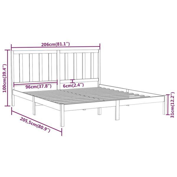 Grote foto vidaxl cadre de lit blanc bois massif 200x200 cm huis en inrichting bedden