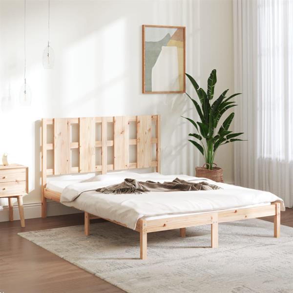 Grote foto vidaxl cadre de lit bois massif 120x190 cm petit double huis en inrichting bedden