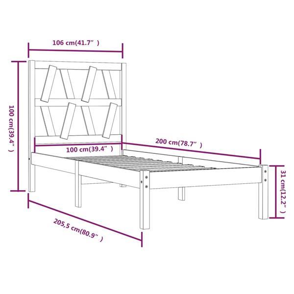 Grote foto vidaxl cadre de lit marron miel bois de pin massif 100x200 c huis en inrichting bedden