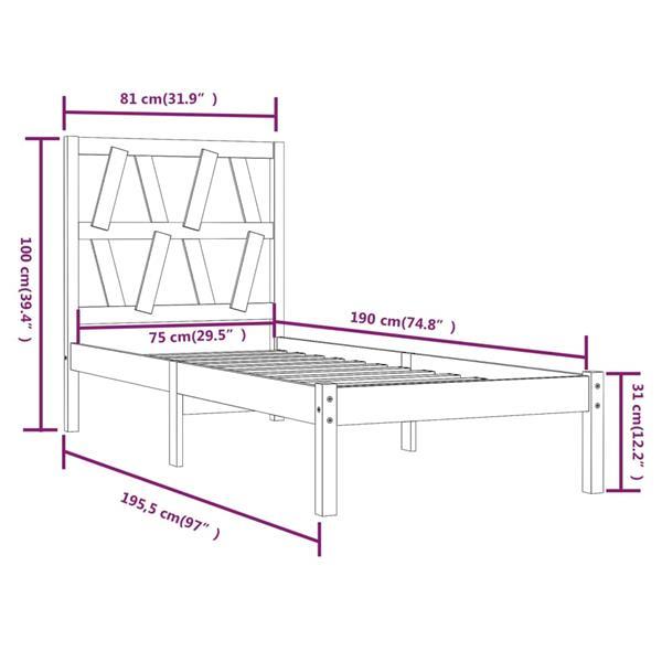 Grote foto vidaxl cadre de lit gris bois de pin massif 75x190 cm petit huis en inrichting bedden