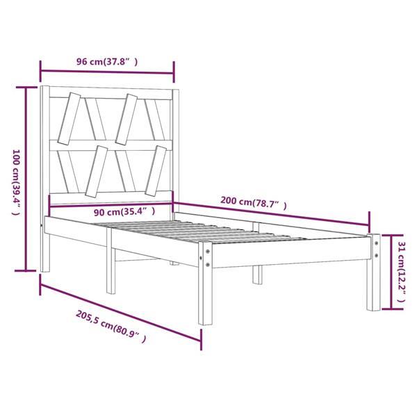 Grote foto vidaxl cadre de lit marron miel bois de pin massif 90x200 cm huis en inrichting bedden