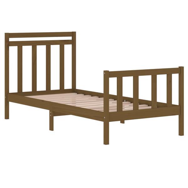 Grote foto vidaxl cadre de lit marron miel bois massif 90x190 cm simple huis en inrichting bedden