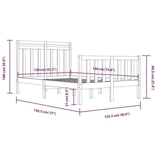 Grote foto vidaxl cadre de lit bois massif 120x190 cm petit double huis en inrichting bedden