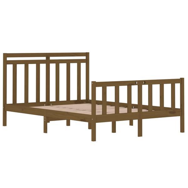 Grote foto vidaxl cadre de lit marron miel bois massif 135x190 cm doubl huis en inrichting bedden