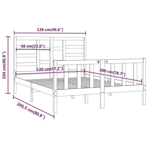 Grote foto vidaxl cadre de lit marron miel bois de pin massif 120x200 c huis en inrichting bedden