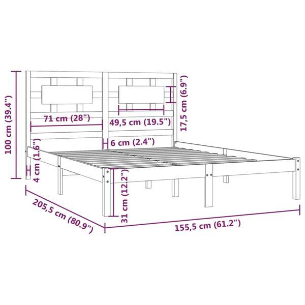 Grote foto vidaxl cadre de lit bois de pin massif 150x200 cm tr s grand huis en inrichting bedden