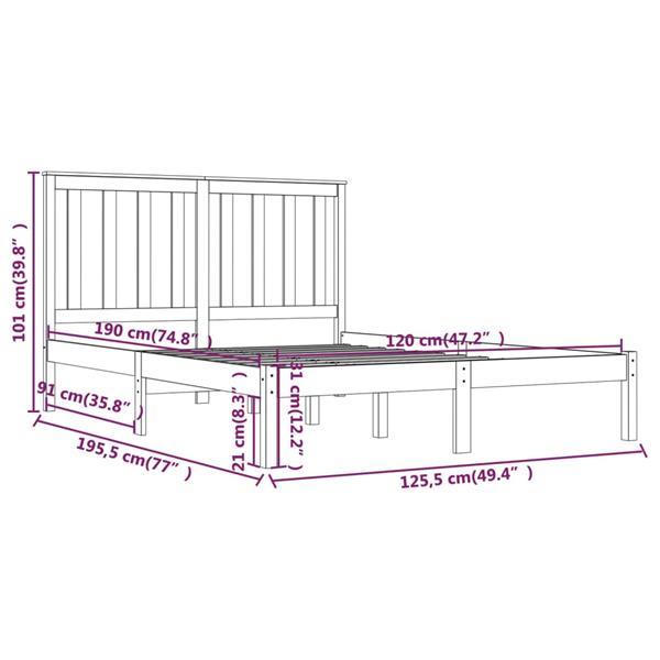 Grote foto vidaxl cadre de lit blanc bois de pin massif 120x190 cm peti huis en inrichting bedden