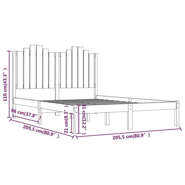 Grote foto vidaxl cadre de lit noir bois de pin massif 200x200 cm huis en inrichting bedden