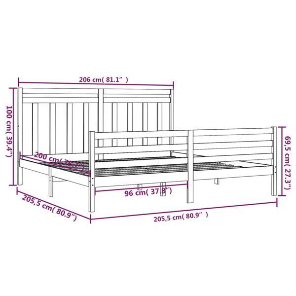 Grote foto vidaxl cadre de lit marron miel bois massif 200x200 cm huis en inrichting bedden