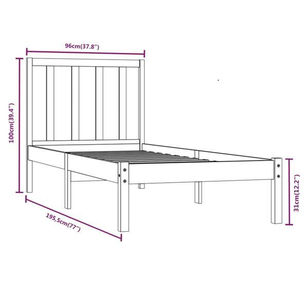 Grote foto vidaxl cadre de lit blanc bois de pin massif 90x190 cm simpl huis en inrichting bedden