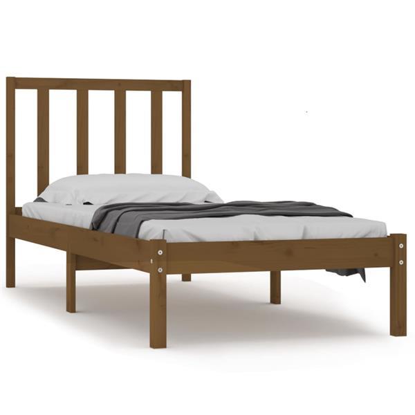 Grote foto vidaxl cadre de lit marron miel bois pin massif 75x190 cm pe huis en inrichting bedden