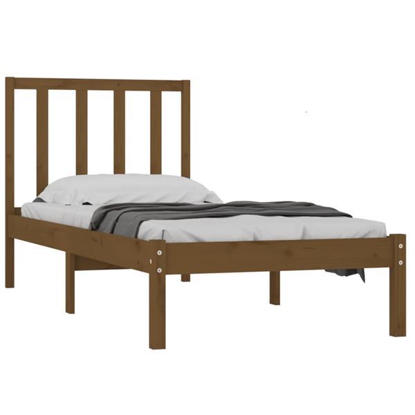 Grote foto vidaxl cadre de lit marron miel bois pin massif 75x190 cm pe huis en inrichting bedden