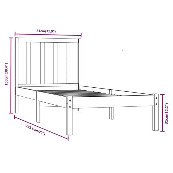 Grote foto vidaxl cadre de lit marron miel bois pin massif 75x190 cm pe huis en inrichting bedden