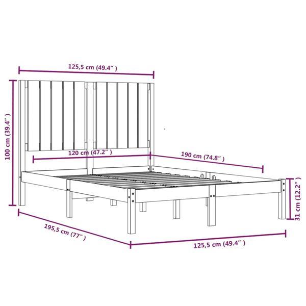 Grote foto vidaxl cadre de lit bois massif 120x190 cm petit double huis en inrichting bedden