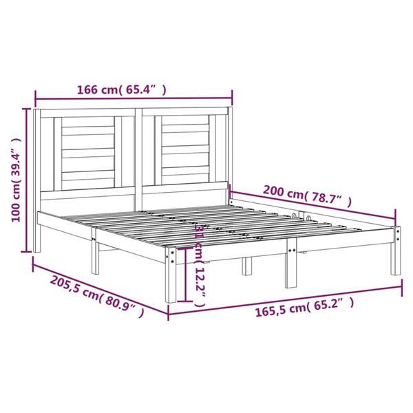 Grote foto vidaxl cadre de lit bois de pin massif 160x200 cm huis en inrichting bedden