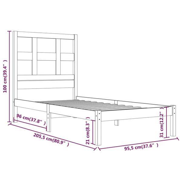 Grote foto vidaxl cadre de lit blanc bois de pin massif 90x200 cm huis en inrichting bedden