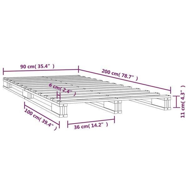 Grote foto vidaxl cadre de lit noir 90x200 cm bois de pin massif huis en inrichting bedden