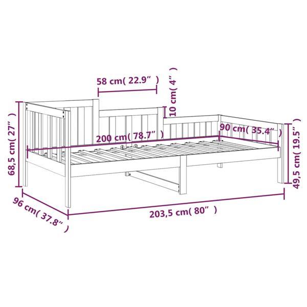 Grote foto vidaxl lit de jour blanc 90x200 cm bois de pin massif huis en inrichting bedden