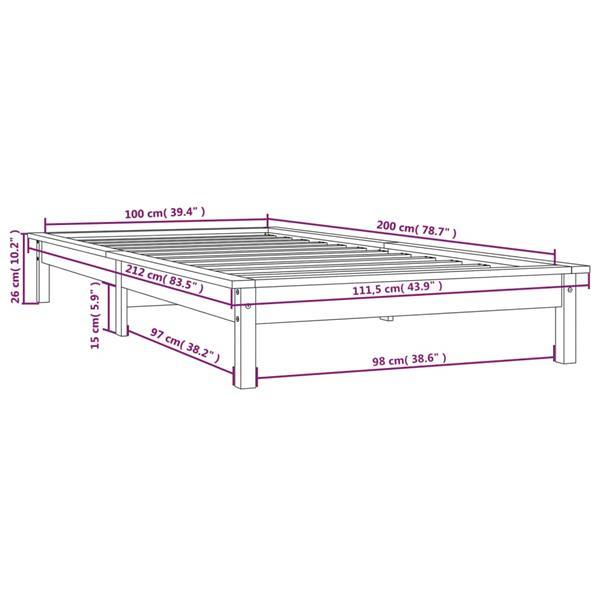 Grote foto vidaxl cadre de lit 100x200 cm bois de pin massif huis en inrichting bedden