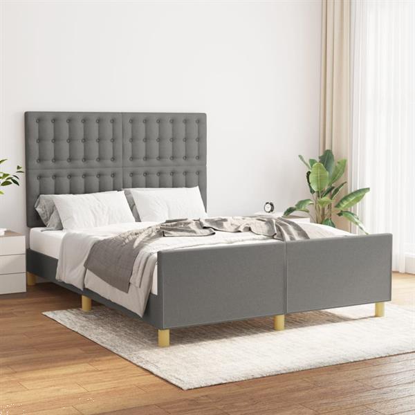 Grote foto vidaxl bedframe met hoofdeinde stof donkergrijs 140x190 cm huis en inrichting bedden