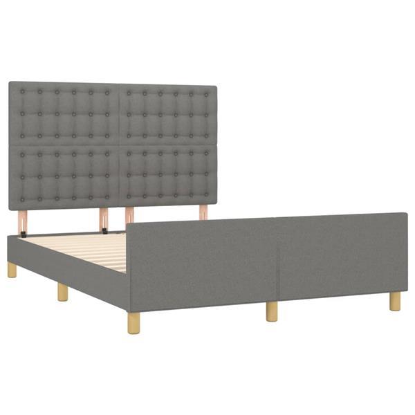 Grote foto vidaxl bedframe met hoofdeinde stof donkergrijs 140x190 cm huis en inrichting bedden