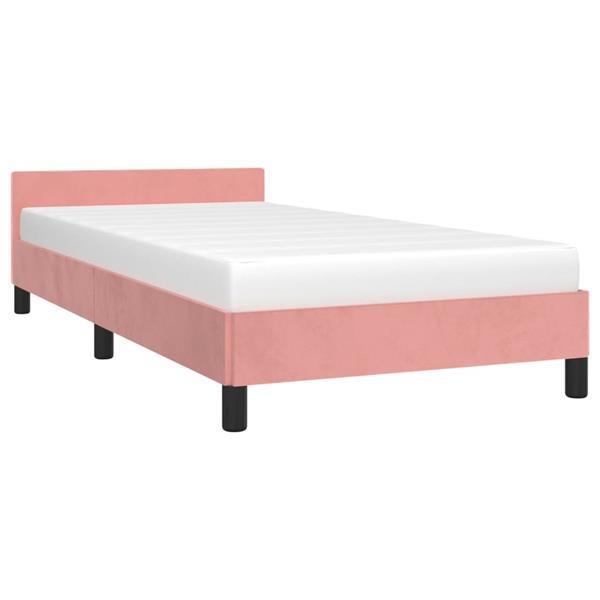 Grote foto vidaxl bedframe met hoofdeinde fluweel roze 90x200 cm huis en inrichting bedden