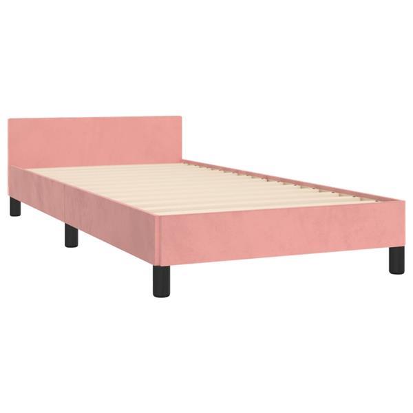 Grote foto vidaxl bedframe met hoofdeinde fluweel roze 90x200 cm huis en inrichting bedden